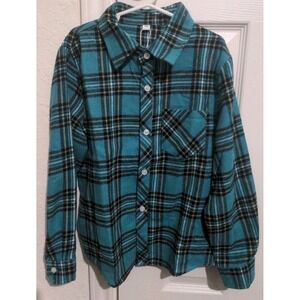 Sangtree Boys Green & Black Plaid Flannel Shirt. Size 8-10 NWT
